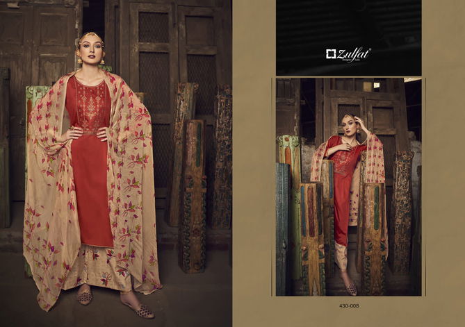 Zulfat Manohari Fancy Designer Wear Wholesale Cotton Dress Material Catalog